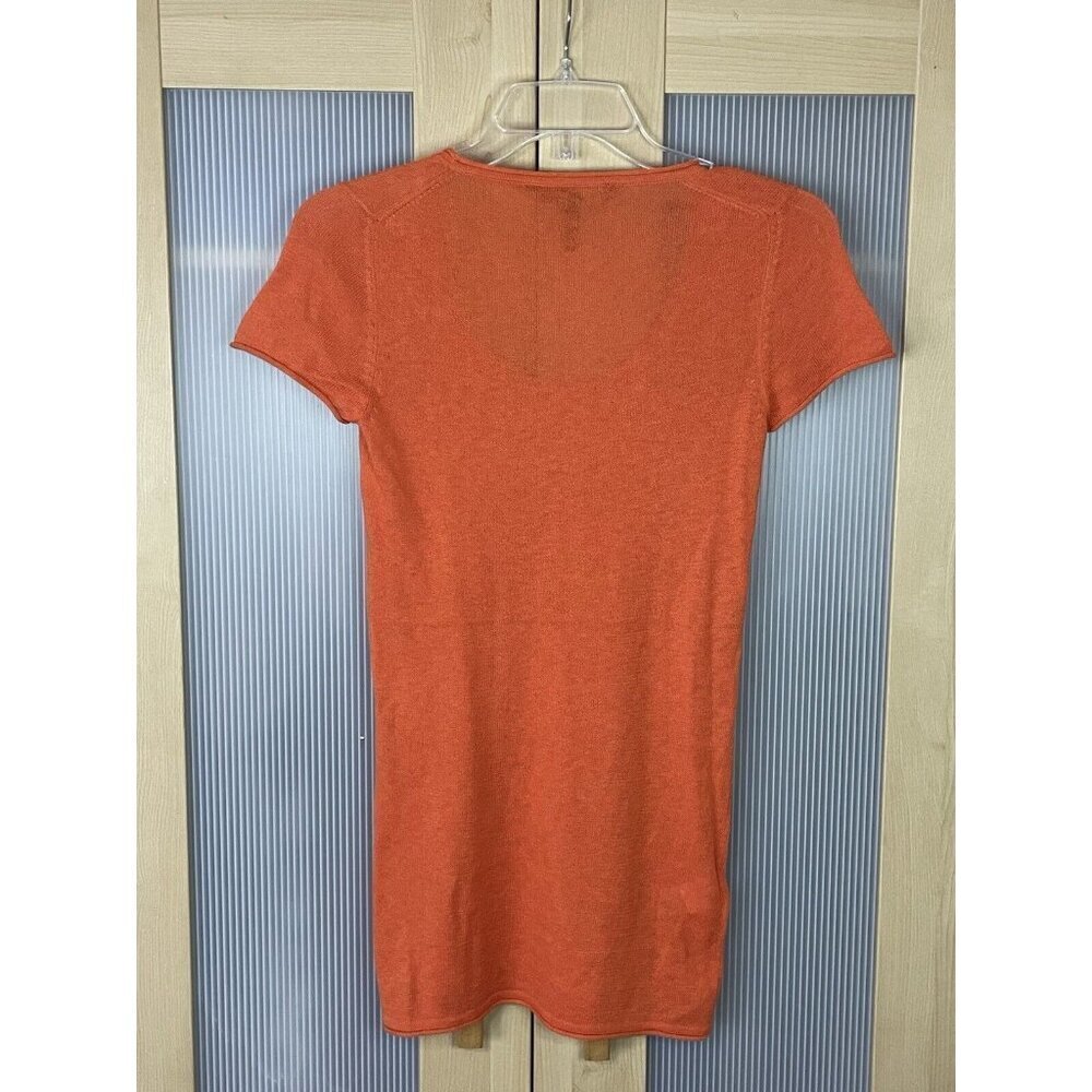BCBG MaxAzria Women's Cashmere Top Short Sleeve Knit Sweater‎ Orange Sz M Casual - Picture 4 of 4